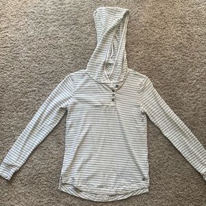 Roxy Strip Black and White Pull Over Hoodie